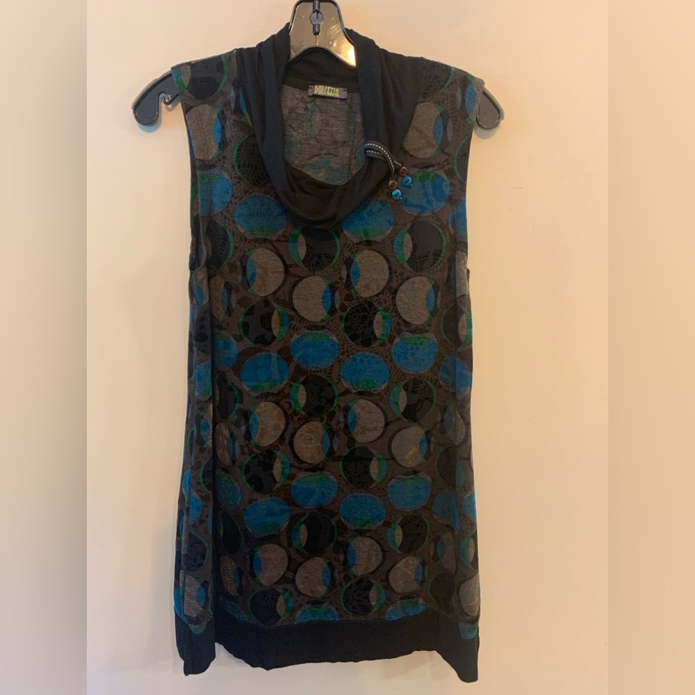 DOLCEZZA Blue Textured Circle Dress